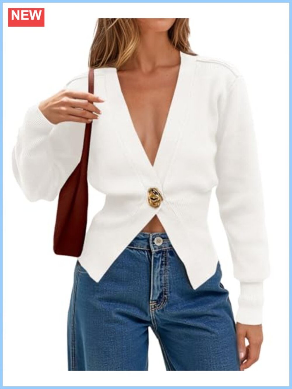 Womens V Neck Knitted Long Sleeve Button Down Cardigan Sweater Fall Casual Coat